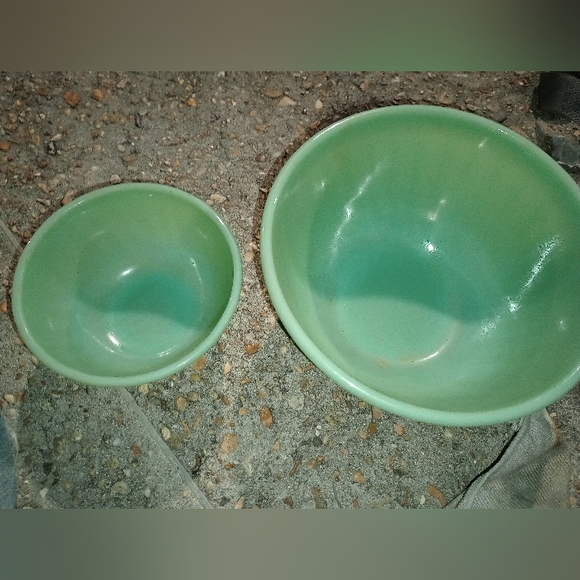 Vintage 1950\'s Fire King Jadelite Mixing Bowl Set of 2